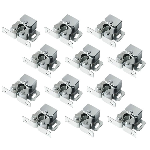 Cabinet Door Latch and Catch,Cupboard Closet Doors Catches Closer Double Ball Roller Catch Latches,Cold Rolled Steel Silver,Pack of 12