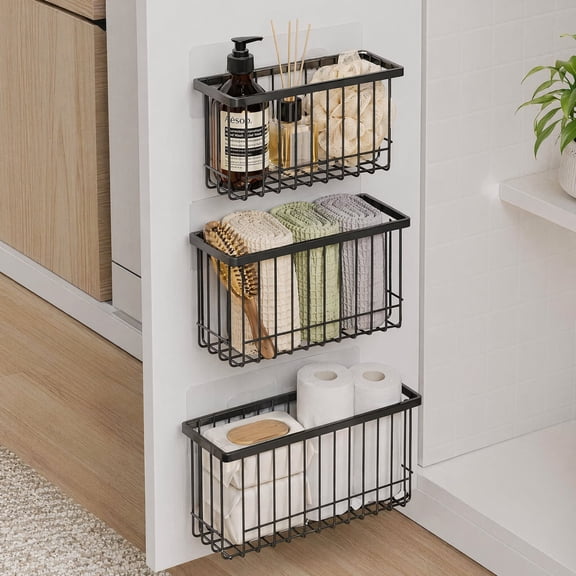 Cabinet Door Lid Organizer 3-Pack, Cabinet Organizers and Storage, Compact Design for Space Optimization-Over the Cabinet Door Organizer for Diverse Storage Solution