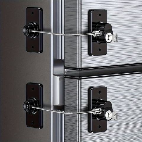 Cabinet Door Lock Black No Drill Lock for Cabinet Safety Lock Fits Fridge Window Sliding Doors Key Included Single Pack