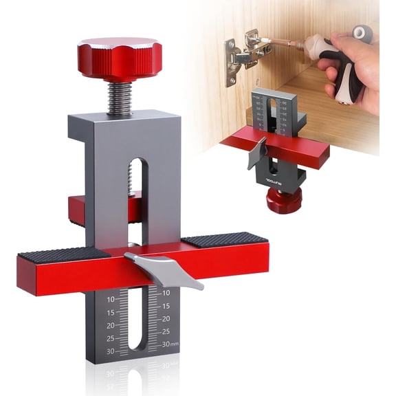 Cabinet Door Mounting Jig, Installation Positioner for Frameless Cabinets Only, Easily Adjustable Aluminium Alloy Versatile Cabinet Hardware Jig, Holiday Improvement Gifts for Him