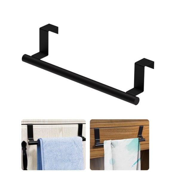 Cabinet Door Towel Bar,Single,over  The Door Towel Rack for Kitchen,Stainless Steel Door Towel Bar,Cabinet Towel Organizer for Home,1pack,Black