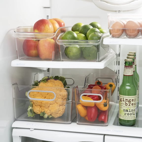 Cabinet/Drawer High Wall Storage Bin - 14" x 5", Clear/Gray, Ideal for Kitchen Organization, Pantry Storage, Fridge Organizing - Set of 6