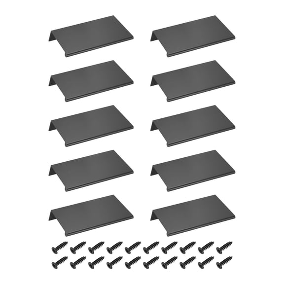 Cabinet Finger Edge Pull, 10 pack 120mm / 4.72" Aluminum Alloy Back Mount Hidden Drawer Edge Handles, Modern Concealed Tab Pulls for Home Kitchen Furniture, Black
