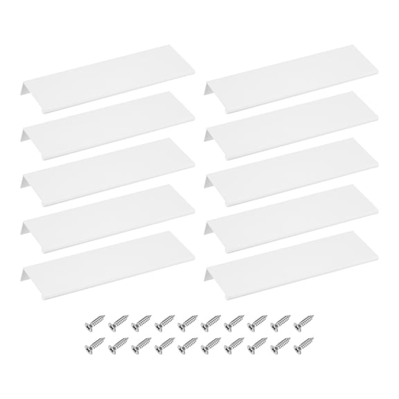 Cabinet Finger Edge Pull, 10 pack 200mm / 7.87" Aluminum Alloy Back Mount Hidden Drawer Edge Handles, Modern Concealed Tab Pulls for Home Kitchen Furniture, White