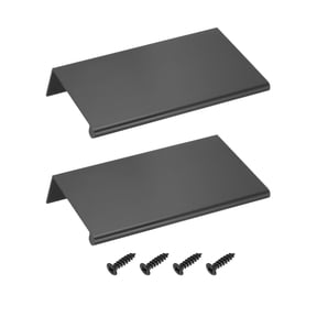 Cabinet Finger Edge Pull, 2 pack 120mm / 4.72" Aluminum Alloy Back Mount Hidden Drawer Edge Handles, Modern Concealed Tab Pulls for Home Kitchen Furniture, Black