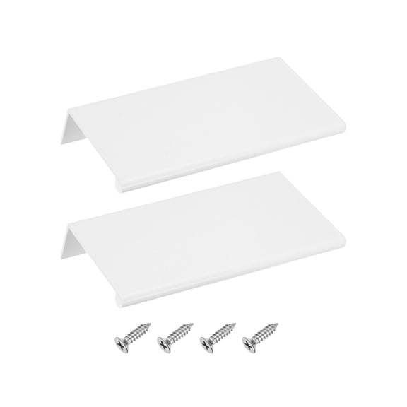 Cabinet Finger Edge Pull, 2 pack 120mm / 4.72" Aluminum Alloy Back Mount Hidden Drawer Edge Handles, Modern Concealed Tab Pulls for Home Kitchen Furniture, White