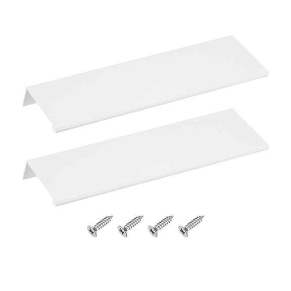 Cabinet Finger Edge Pull, 2 pack 200mm / 7.87" Aluminum Alloy Back Mount Hidden Drawer Edge Handles, Modern Concealed Tab Pulls for Home Kitchen Furniture, White