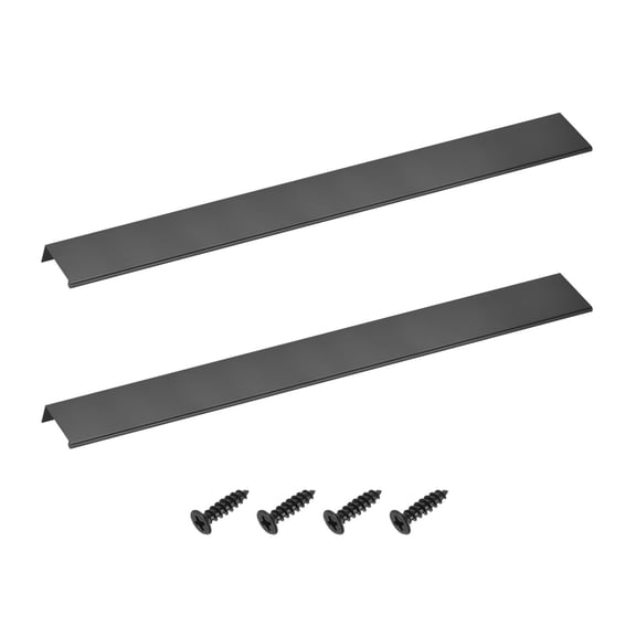 Cabinet Finger Edge Pull, 2 pack 500mm / 19.69" Aluminum Alloy Back Mount Hidden Drawer Edge Handles, Modern Concealed Tab Pulls for Home Kitchen Furniture, Black