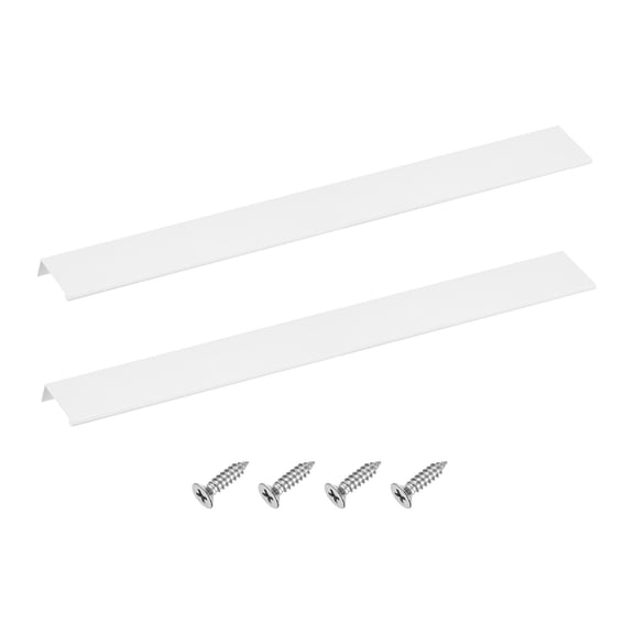 Cabinet Finger Edge Pull, 2 pack 500mm / 19.69" Aluminum Alloy Back Mount Hidden Drawer Edge Handles, Modern Concealed Tab Pulls for Home Kitchen Furniture, White