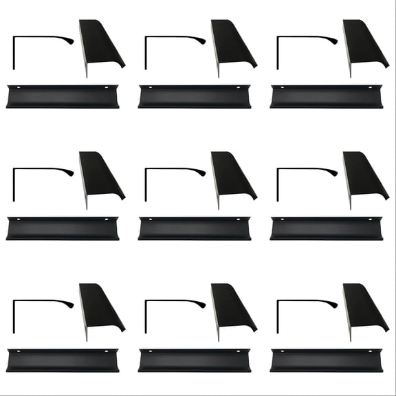 Cabinet Handles 3.15 Inch Finger Edge Pulls for Cabinets and Drawers, Finger Pulls with 2.52 Inch Hole Center, Matte Black Cabinet Hardware for Kitchen Bathroom 10 Pcs