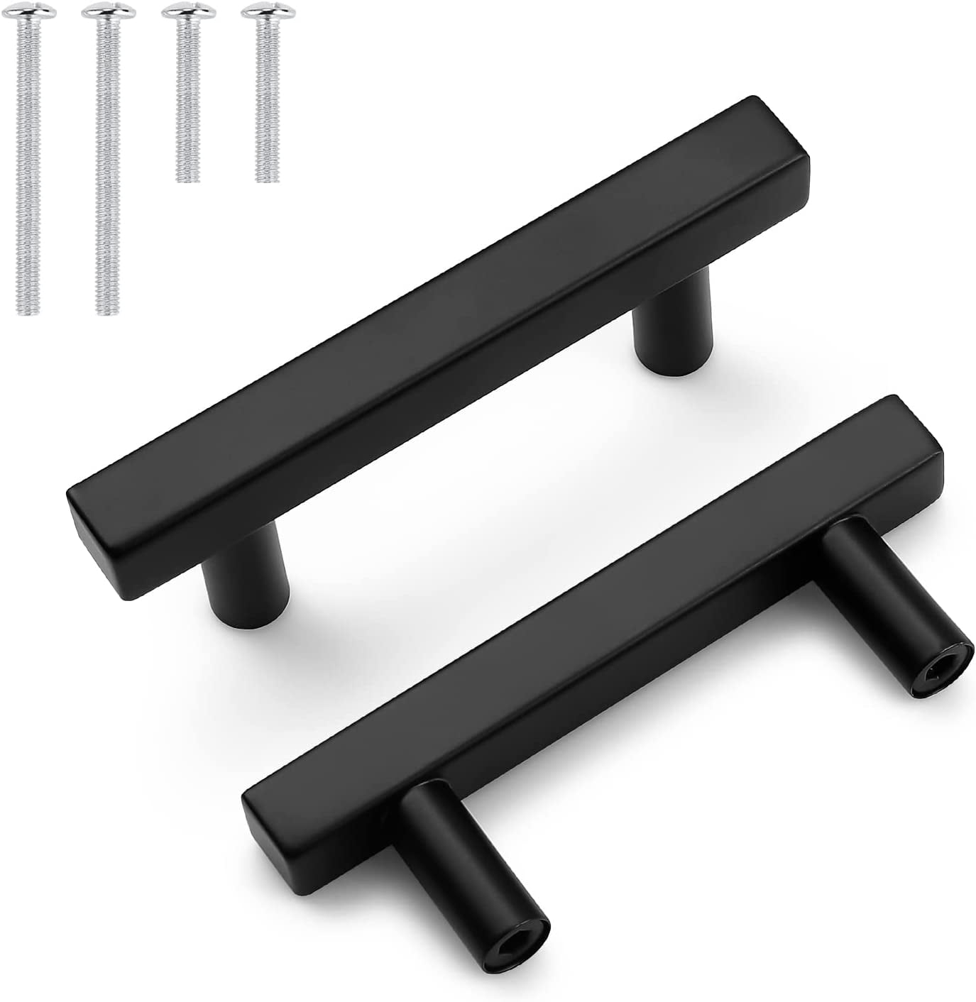 Cabinet Handles-Pack of 10 Black 2-1/2inch (64mm) Hole Centers Square T ...