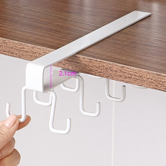 Under The Cabinet Hanger Hook, Hanging Hook Rack, Kitchen Utensil Cupboard Hanger, Chest Organizer Cup Holder for Coffee Bar, Fit for 0.82 Inch Thickness Shelf or Less, 1 Pcs, 10.03x3.15x2.75"