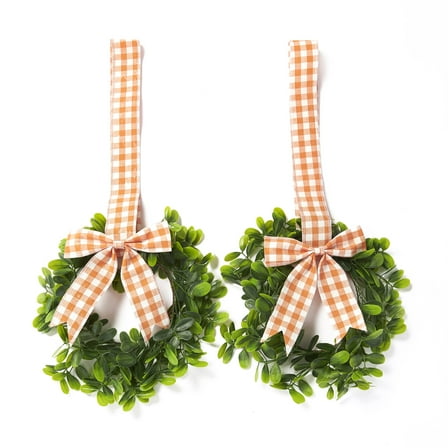 Cabinet Hanging Decorative Wreaths - Set of 2 - Orange and White
