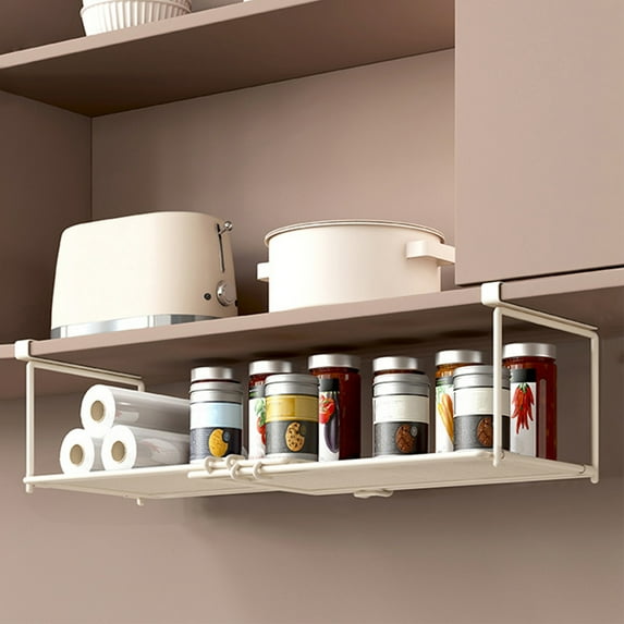 Under Cabinet Hanging Storage Rack Metal Kitchen Organizer Clip On Shelf Telescopic Layered Basket For Seasonings Sauces Towels Bathroom Or Pantry Space Saving