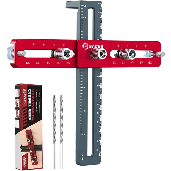 Cabinet Hardware Doweling Jig - Cabinet Handle Template Tool for Knobs and Pull - Adjustable Self Centering Punch Locator Precise Woodworking Drill Guide (6.5" Jig Saw)
