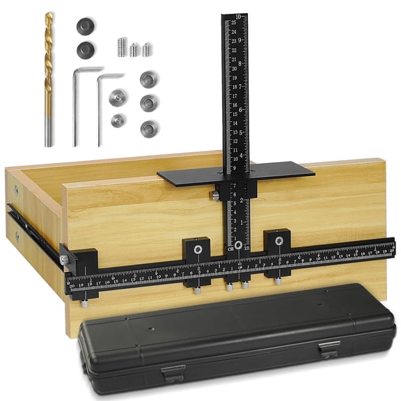 Cabinet Hardware Handle Jig - Aluminum Alloy Template Tool Woodworking Drilling Hole Doweling Guide Punch Locator For Installation Handles Knob On Drawer Door Pulls(black)
