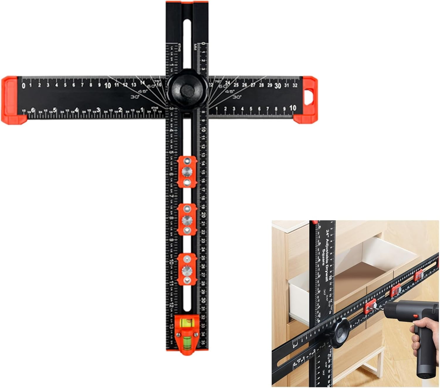 Cabinet Hardware Jig 2 in 1 Drilling Positioning Ruler Punch Locator Cabinet Hardware Jig 2 in 1 Drilling Positioning Ruler Punch Locator