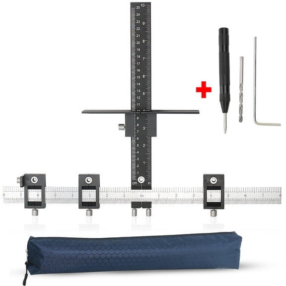 Cabinet Hardware Jig Aluminum Alloy for Drawer Knobs Handles (Inch Metric Measurement) Fastest And Most Accurate Knob Pull Jig Wood Drilling Guide Sleeve Templates Tool