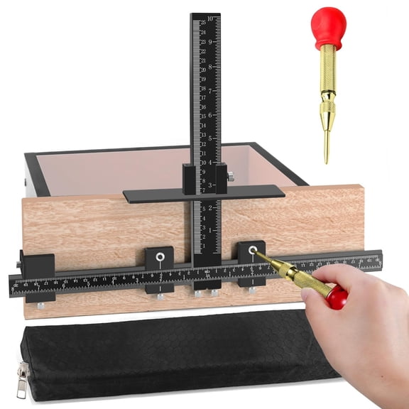 Cabinet Hardware Jig, Cabinet Handle Jig with Automatic Center Punch, Avoid Jitter Caused by Direct Drilling. Use for Handles and Pulls on Drawers/Doors, Perfect Set.