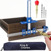 Cabinet Hardware Jig, Cabinet Handle Jig + Automatic Hole Punch + Point Drill Bits, Use for Handles Knobs Pulls on Drawers/Doors, Wood Drilling Dowelling Guide Set.