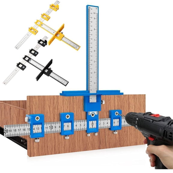 Cabinet Hardware Jig, Punch Locator Drill Guide,Wood Drilling Dowelling Guide for Installation of Handles Knobs on Doors and Drawer, Cabinet Template Tool for Handles and Pulls