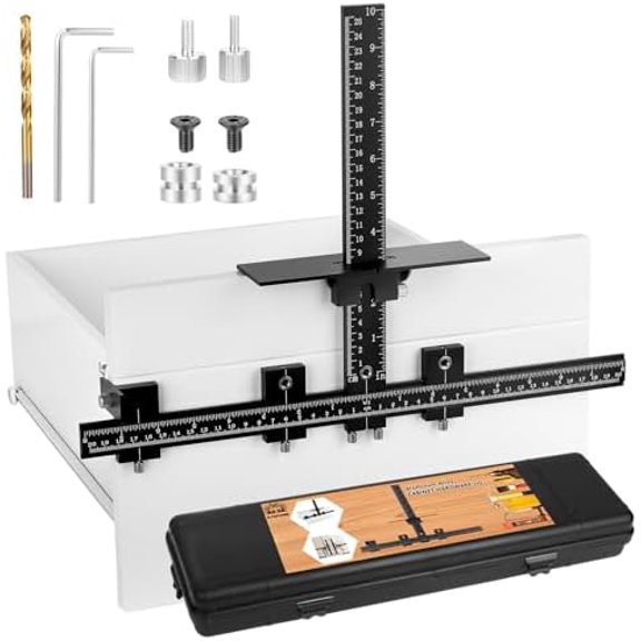 Cabinet Hardware Jig Template - Adjustable Drawer Handle Knob Installation Tool - Woodworking Punch Locator Drill Hole Guide Jigs for Mounting Door Pull - Cabinet Handle Jig of Aluminum Alloy