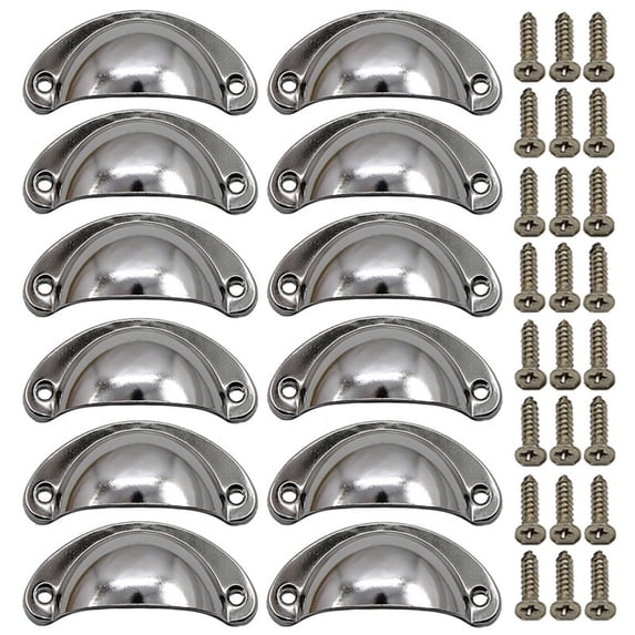 Cabinet Hardware Pulls, Antique Brass Cup Handles for Kitchen Cabinets, Brushed Finish Classical Drawer Pulls Furniture Decor with Mounting Screws