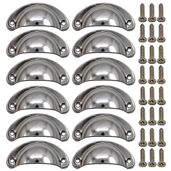 Cabinet Hardware Pulls, Antique Brass Cup Handles for Kitchen Cabinets, Brushed Finish Classical Drawer Pulls Furniture Decor with Mounting Screws