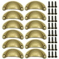 thumbnail image 1 of Cabinet Hardware Pulls, Antique Brass Cup Handles for Kitchen Cabinets, Brushed Finish Classical Drawer Pulls Furniture Decor with Mounting Screws, 1 of 1