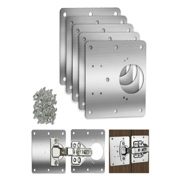 Cabinet Hinge Repair Plate,Stainless Steel Hinge Repair Plate Door Hinges Repairs Kit Metal Hinges Repairs Fixing Plates with Mounting Screws Hingess Replacement Kit for Furniture