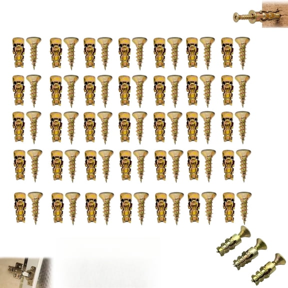 Cabinet Hinge Repair Screws 6×14mm Short Expansion Screw Set, Stripped Thread Repair Kit for Wood Door Fix, Heavy Duty Anchor Fasteners