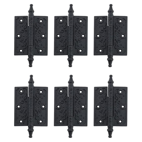 Cabinet Hinge for Cabinet Door 3.5 in. Black Wrought Iron Butt Hinge Victorian Steeple Tip Rust Resistant Flush Mount Hinges with Pack of 10