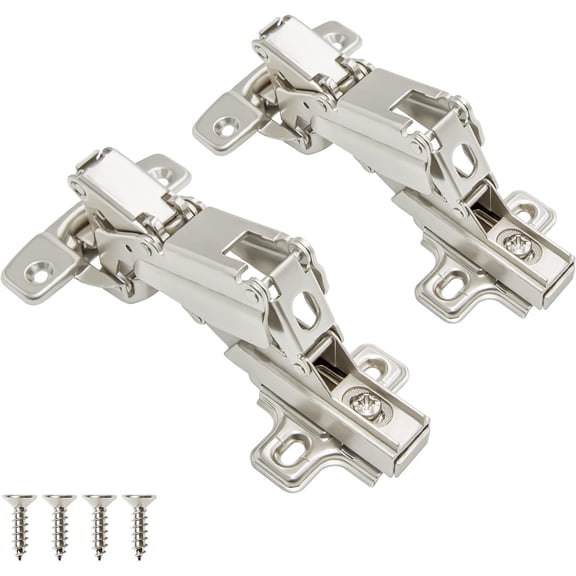 Cabinet Hinges (1 Pair, 2 PCS) Frameless 165 Degree 3/8" Inch Half Overlay Clip-on Lazy Susan Self Close Folding Cupboard Door 3-Way Adjustable Kitchen Corner Cabinet Hinges with Screws