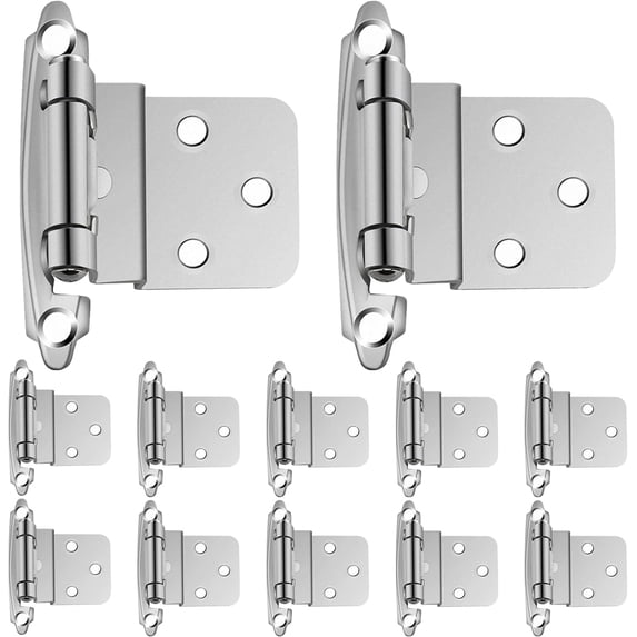 Cabinet Hinges, 12 Pack 6 Pairs 3/8 Inch Inset Cabinet Door Hinges Brushed Nickel Semi-Concealed Self-Closing Hinges for Home Hotel School RV Cabinet Kitchen Cabinets Shoe Cabinets Bathroom Cabinet