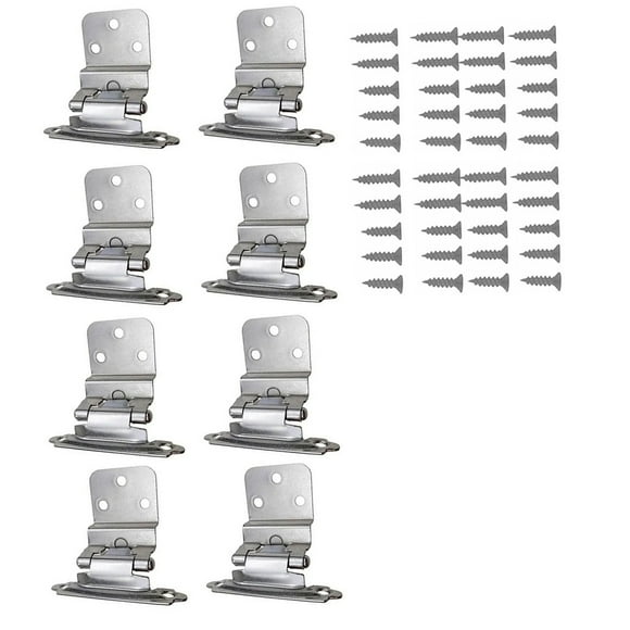 Cabinet Hinges Brushed Nickel for Kitchen Cabinets Doors (8Pcs) -1/2" Overlay (Variable) -Self Closing Kitchen Cabinet Hinges Flush Mount w/Hardware Screws