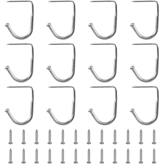 Under Cabinet Hook, 12Pcs Under Cabinet Mug Holders Metal Under Shelf Coat Hooks Utensil Storage Hangers for Kitchen Bathroom Cabinet (Galvanized White)