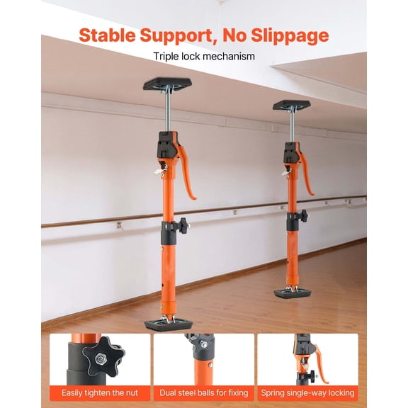 Cabinet Jack Support Poles, 2-Pack, 18.9-29.5 Inch Steel Telescopic Rods, Adjustable 220 lbs Capacity for Cabinet Installation, Drywall, Cargo