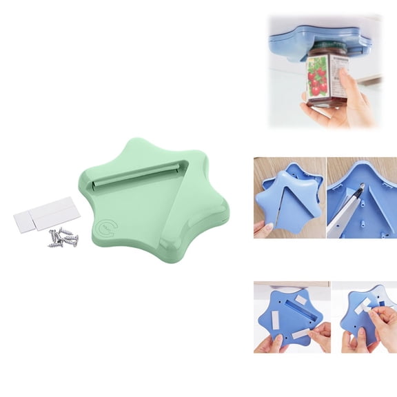 Cabinet Jar Opener for Weak Hands,Seniors with Arthritis,Six Stars Shaped Grooves Grip Bottle Opener for Any Size Lid,304 Stainless Steel One-Handed Can Opener Tool for Home Assistance