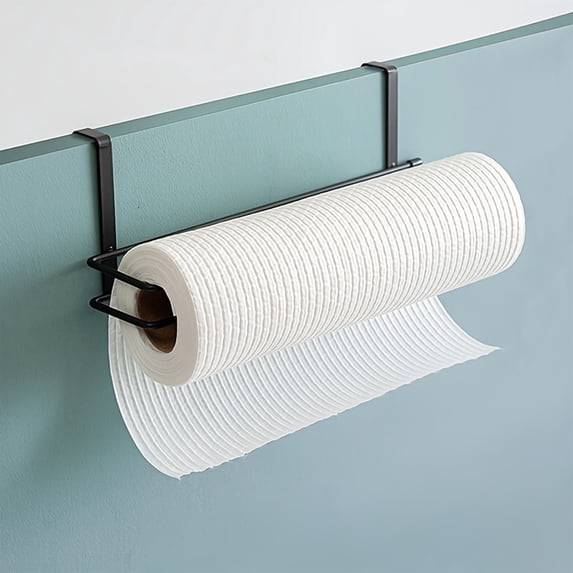 Over the Cabinet Kitchen Paper Towel Rack, Stainless Steel Paper Hanger Mounts on Cabinet Door, Space Saving Paper Organizer for Kitchen and Pantry, No Drill Installation