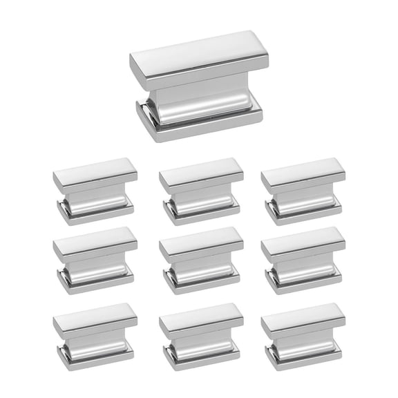Cabinet Knobs 10 Pack, 1.42 Inch Zinc Alloy Drawer Pulls, Rectangular Kitchen Dresser Hardware, Chrome Door Handles with Screws for Cabinets & Closets
