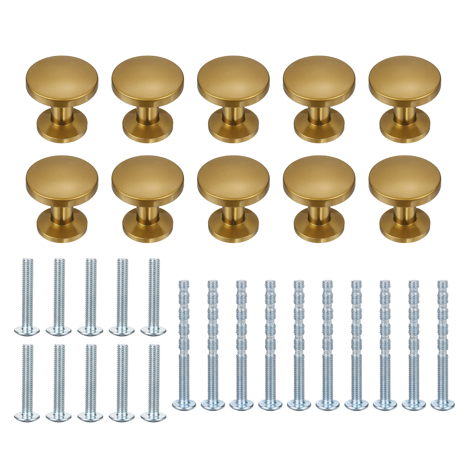 Cabinet Knobs, 10Pcs 1-1/5" (30mm) Zinc Alloy Round Solid Dresser Drawer Knobs for Modern Kitchen Cabinet Pull Handles Metal Hardware, Champagne Copper