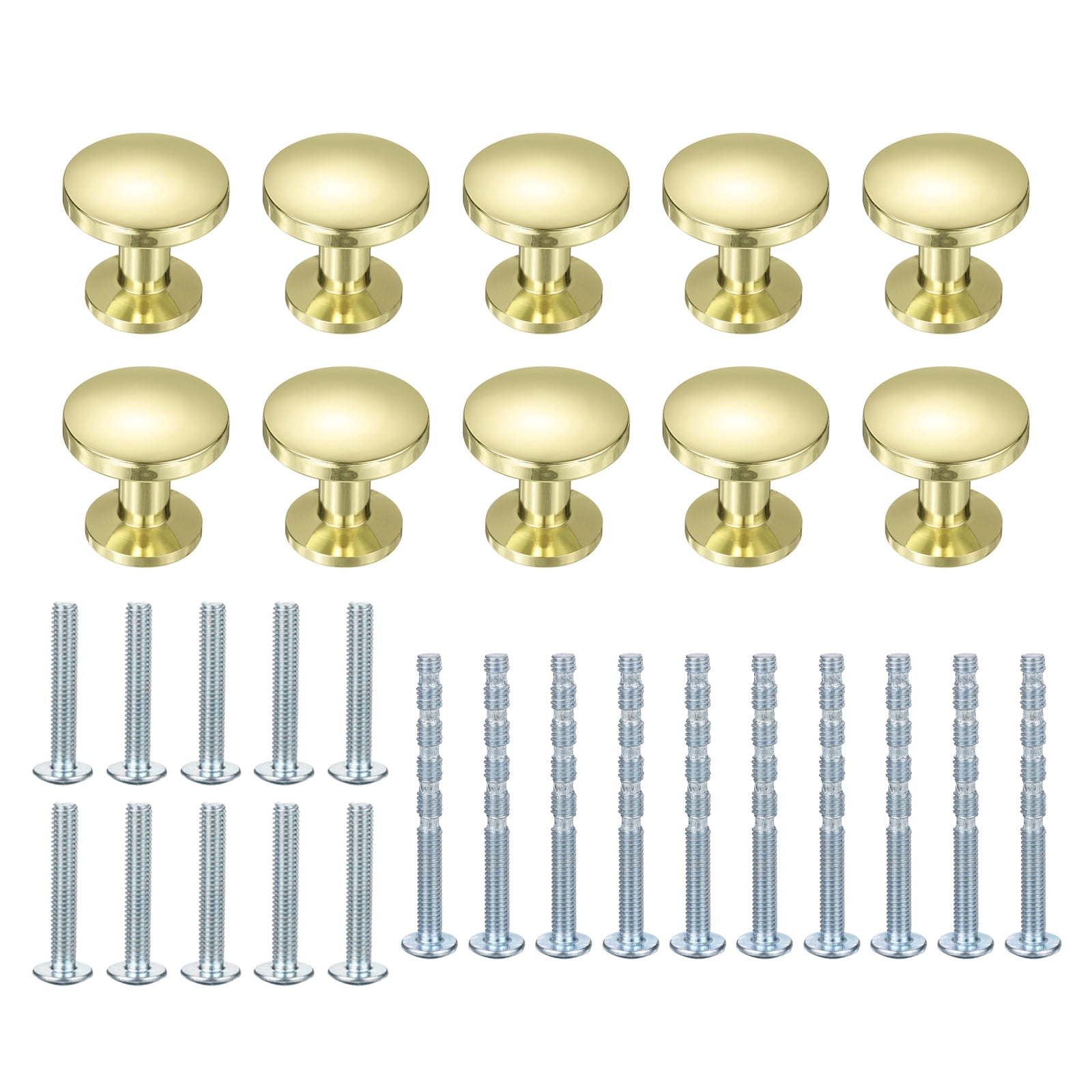 Cabinet Knobs, 10Pcs 1-1/5" (30mm) Zinc Alloy Round Solid Dresser Drawer Knobs for Modern Kitchen Cabinet Pull Handles Metal Hardware, Gold
