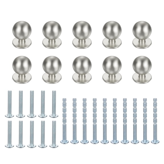 Cabinet Knobs, 10Pcs 15/16" (24mm) Aluminum Round Solid Dresser Drawer Knobs for Modern Kitchen Cabinet Pull Handles Metal Hardware, Brushed Satin Nickel