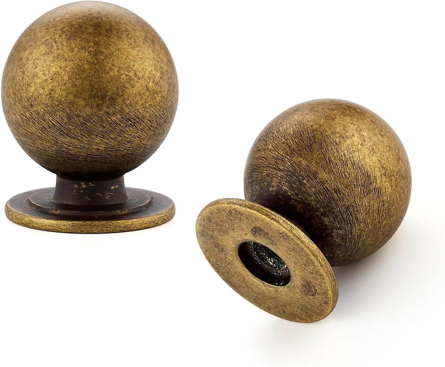 Cabinet Knobs, Round Dresser Knobs, Ball Kitchen Cabinet Hardware, 0.95" Diameter (Antique Brass, 12 Pack)