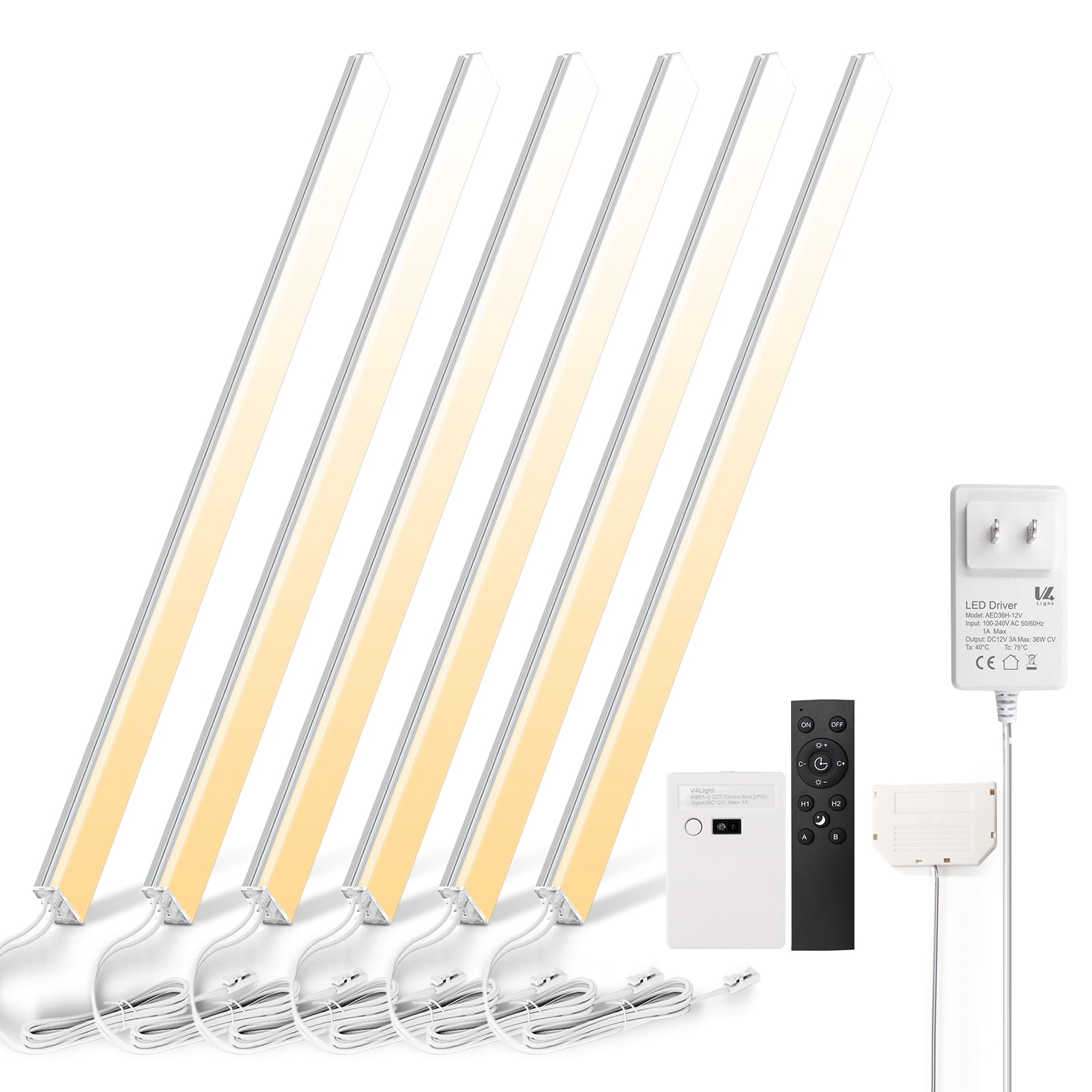 Under Cabinet LED Lighting, 6 Pack Ultra Slim Aluminum Light Bars, Plug-in Kitchen Lights, Smart App & Alexa Control, Dimmable 2700K–6500K, Linkable for Closet, Shelf, Display Cabinet