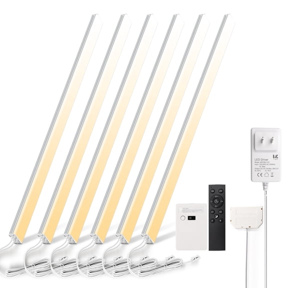 Under Cabinet LED Lighting, 6 Pack Ultra Slim Aluminum Light Bars, Plug-in Kitchen Lights, Smart App & Alexa Control, Dimmable 2700K6500K, Linkable for Closet, Shelf, Display Cabinet