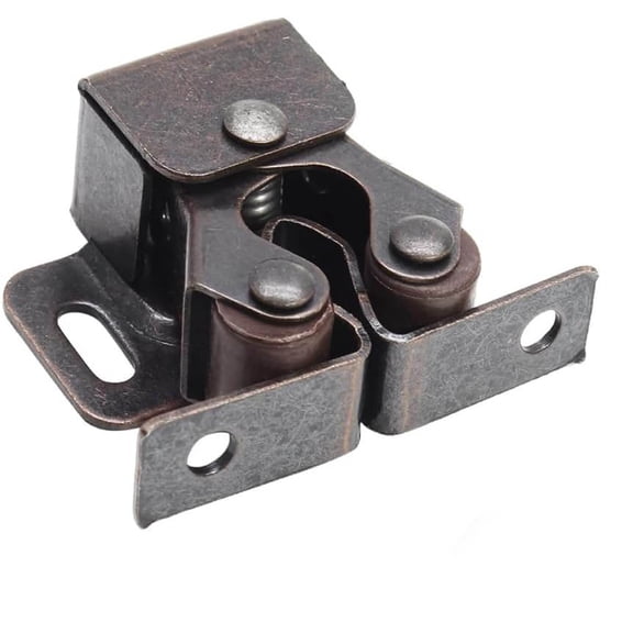 Cabinet Latch - Double Roller Catch Hardware for Cupboard Closet Kitchen Cabinet Door and RV Cabinet, Bronze