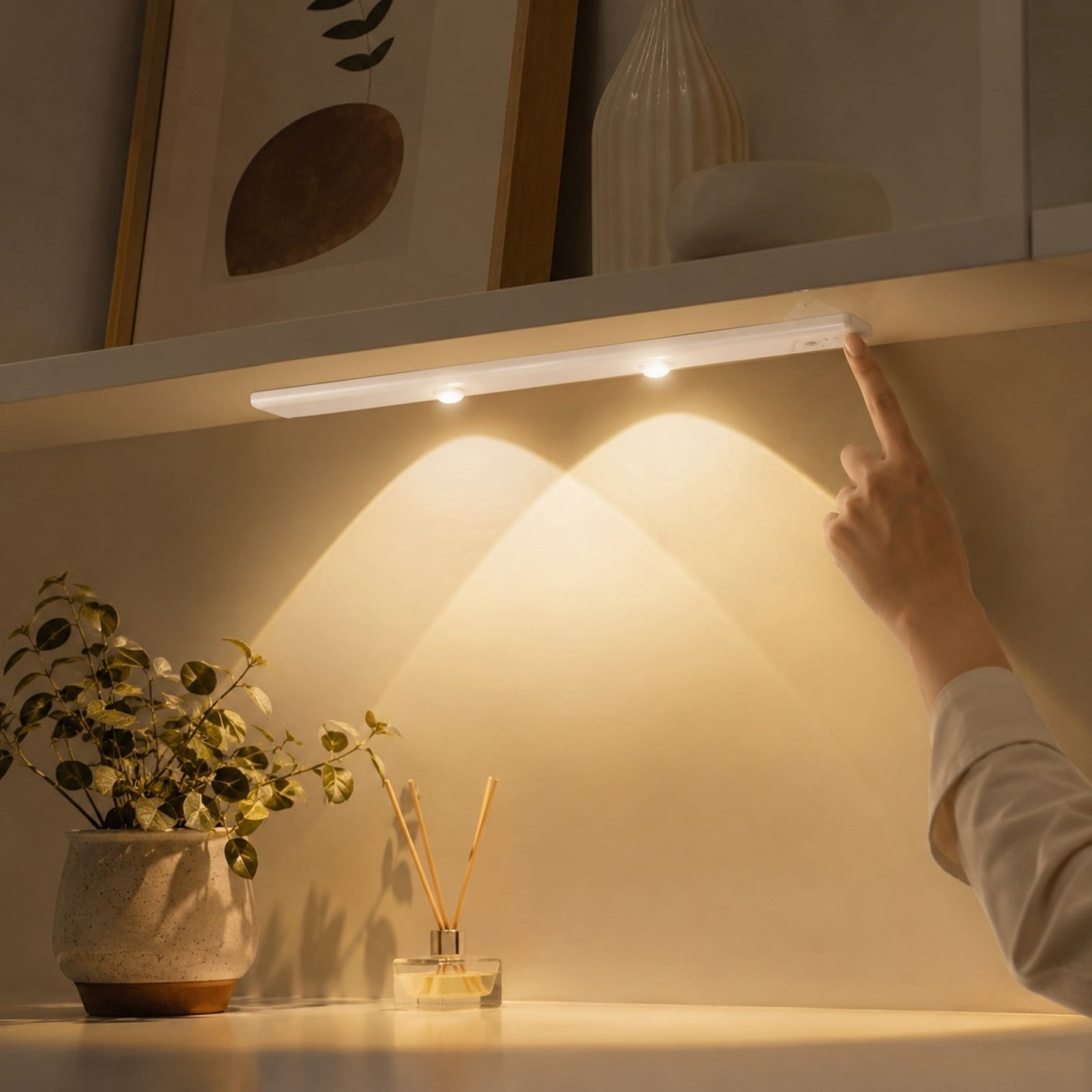 Wave Led Light Sign Under Cabinet Light, Motion Sensor Rechargeable LED Light Bar with Hill ...