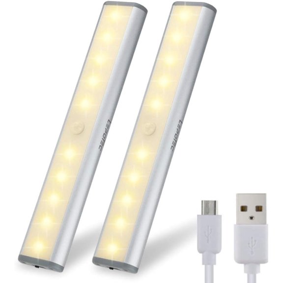 Cabinet Light,Under Counter Lighting, Motion Sensor, 10     Kitchen  Operated for Wardrobe,Closets,Cupboard,Warm White-2Pack