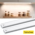 thumbnail image 1 of 16-Inch Under Cabinet Lighting, 2 Pack Rechargeable Motion Sensor Light Indoor with 3 Color Temps & Stepless Dimming, Wireless Magnetic Under Counter Lights for Kitchen, Shelf, Closet, Bathroom, 1 of 8